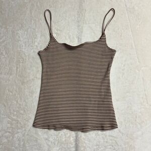 Reformation Womens Striped Tank‎ Top Camisole Size XL Brown White Basic